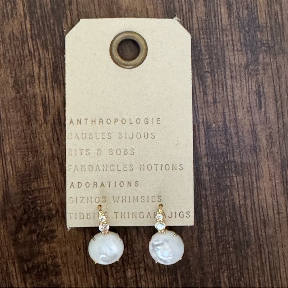 Anthropologie crystal hoop stone pendant earring